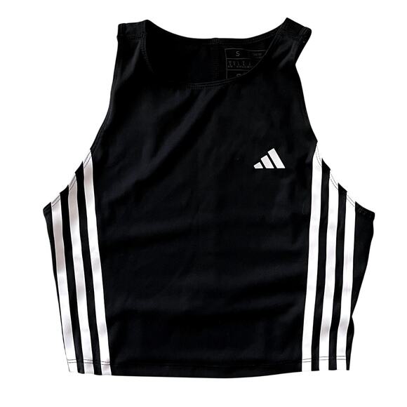 adidas Tops - Adidas 3 Stripes Running Crop Top Black White Size S